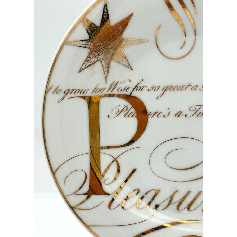 Pottery Barn Salad Dessert Plates Bone China Poetry‎ Gold Trimmed 8.5" Set of 4 - Picture 8 of 16